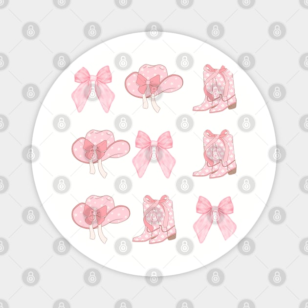Coquette Pink Bow Cowboy Boots Magnet by JessArty